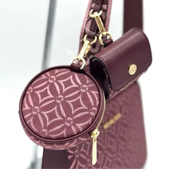 Michael Kors Jet Set Logo Crossbody Bag with Case for Apple AirPods Pro Ox Blood - Picture 4 of 9